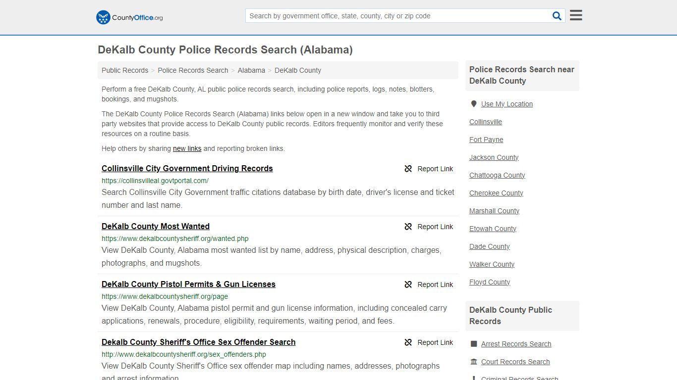 DeKalb County Police Records Search (Alabama) - County Office